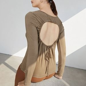 NWOT - Open back taupe top
